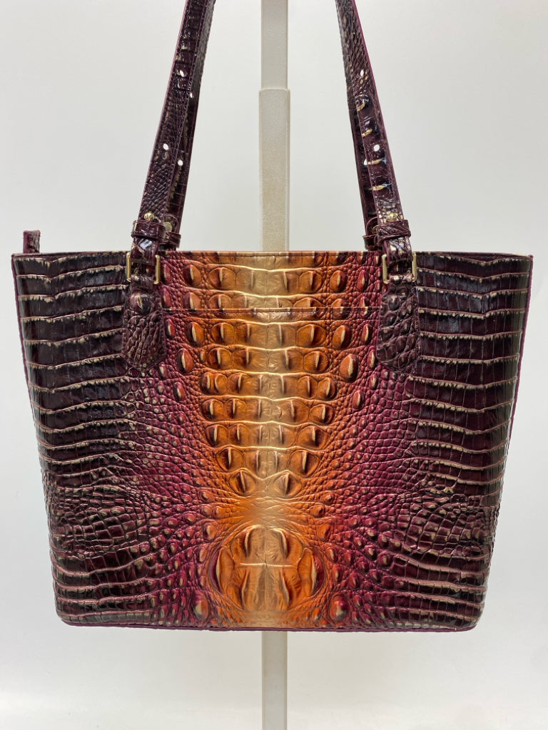 Brahmin Purple Coral Embossed Handbag