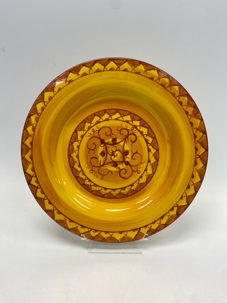 Pier 1 Gold Brown Print Ceramic Serving Piece