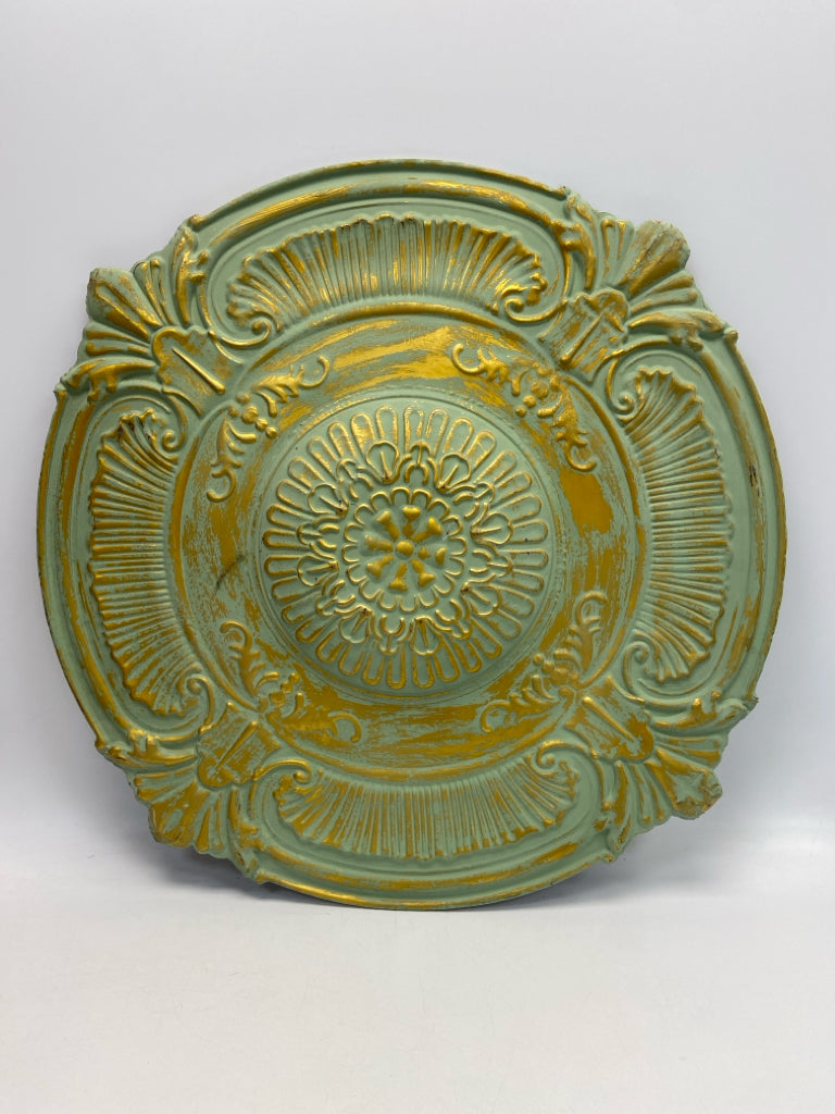 Green Gold Metal Wall Hanging