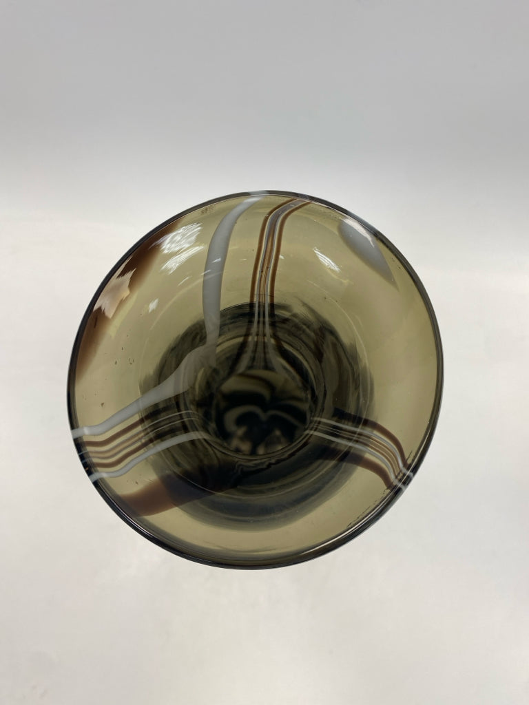 Brown Frosted Swirl Glass Vase