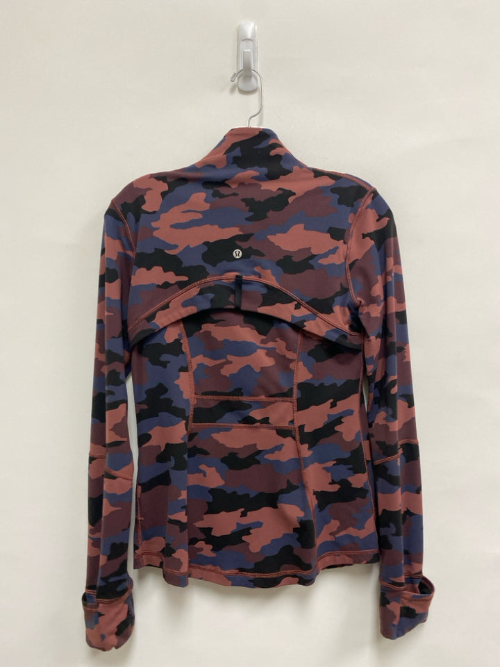 Lululemon Size 8 Burgundy/Black Blue Camouflage Zip Down Athletic Jacket