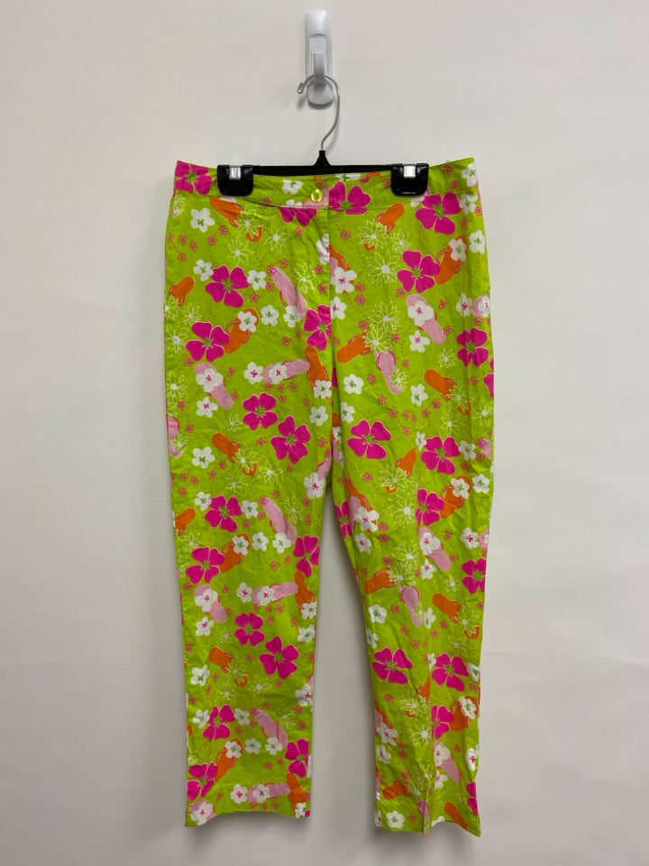 LILLY PULITZER Size 4 Neon Multi Flipflop Cropped Ladies Pants