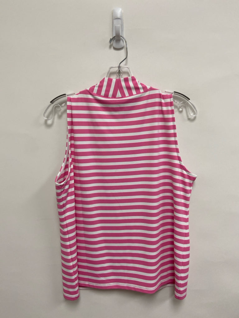 Talbots Size LP White/Pink Striped Sleeveless Petite Top
