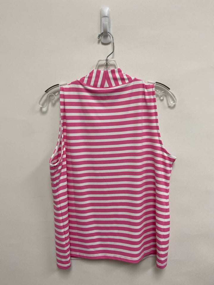 Talbots Size LP White/Pink Striped Sleeveless Petite Top