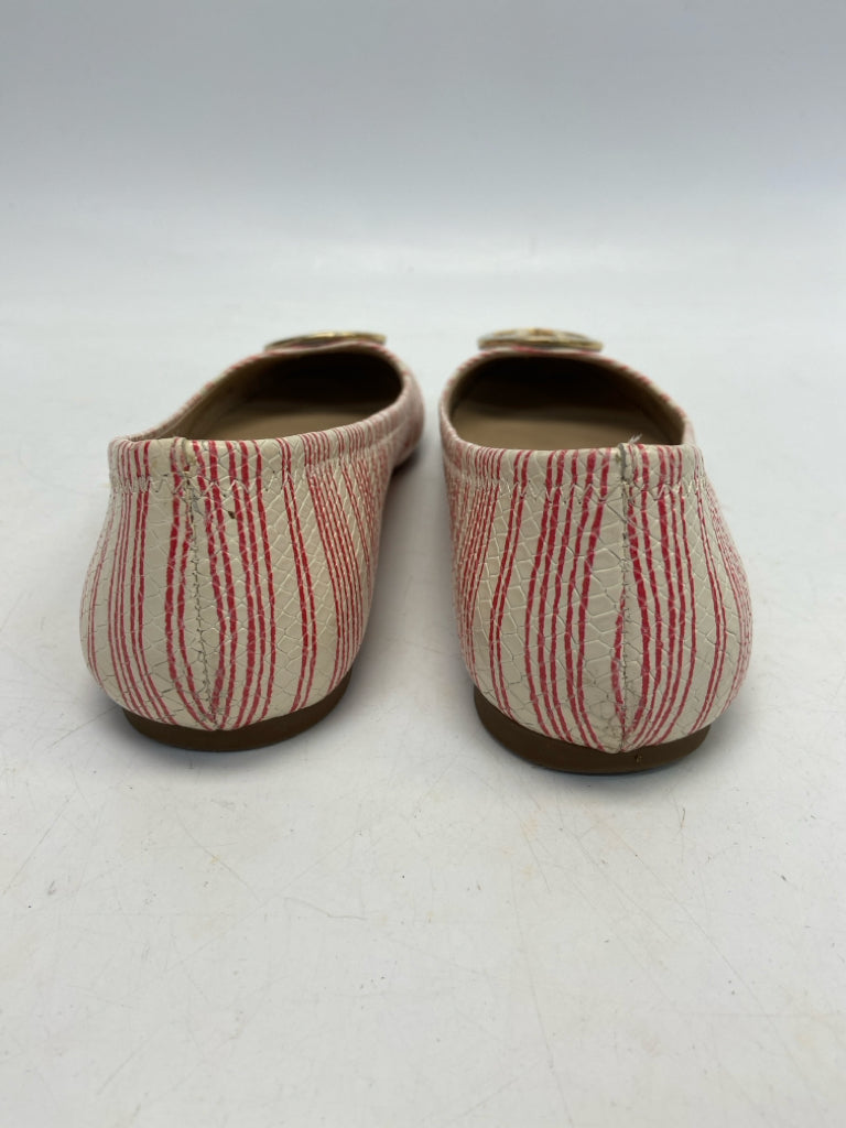 Tory Burch  Size 9 Cream Red Stripe(s) Flats