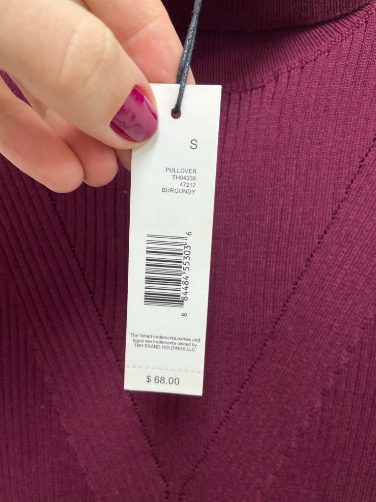 NWT Tahari Size S Burgundy Sleeveless Ladies Sweater