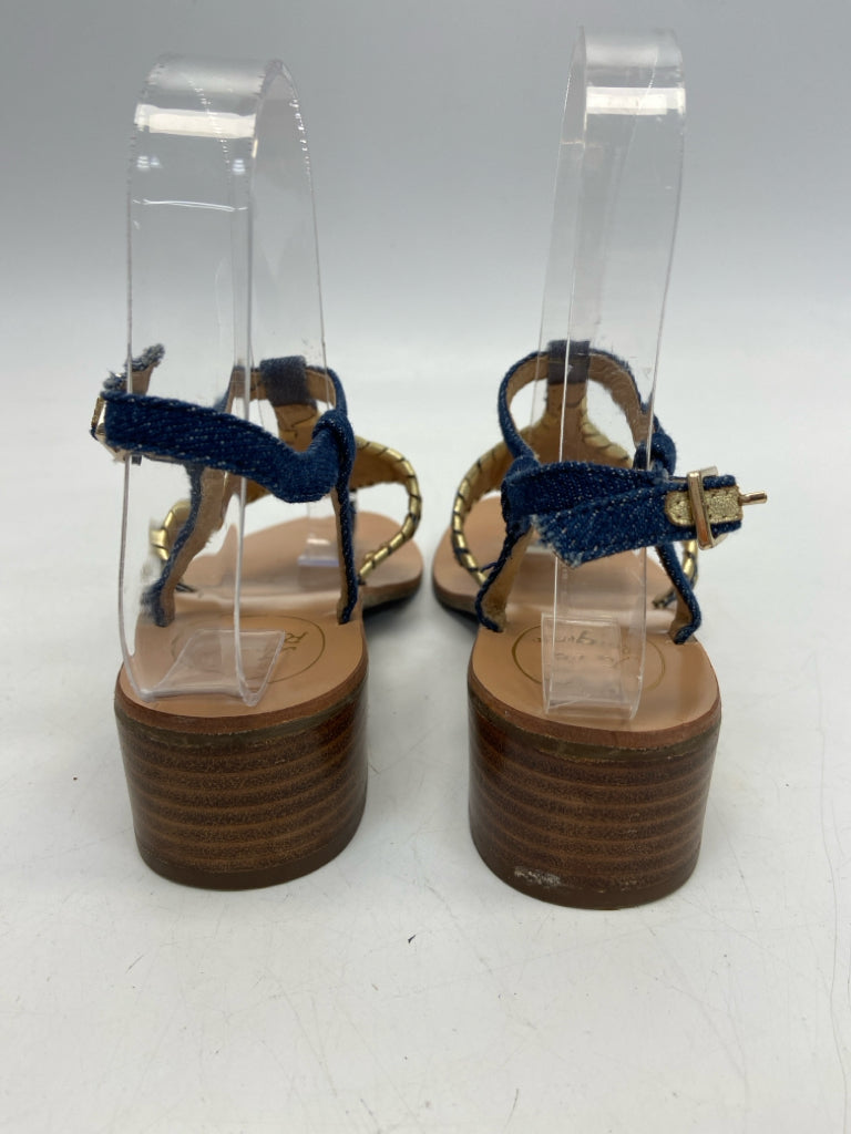 Jack Rogers SIZE 5.5 Denim Gold Stitching Girl&