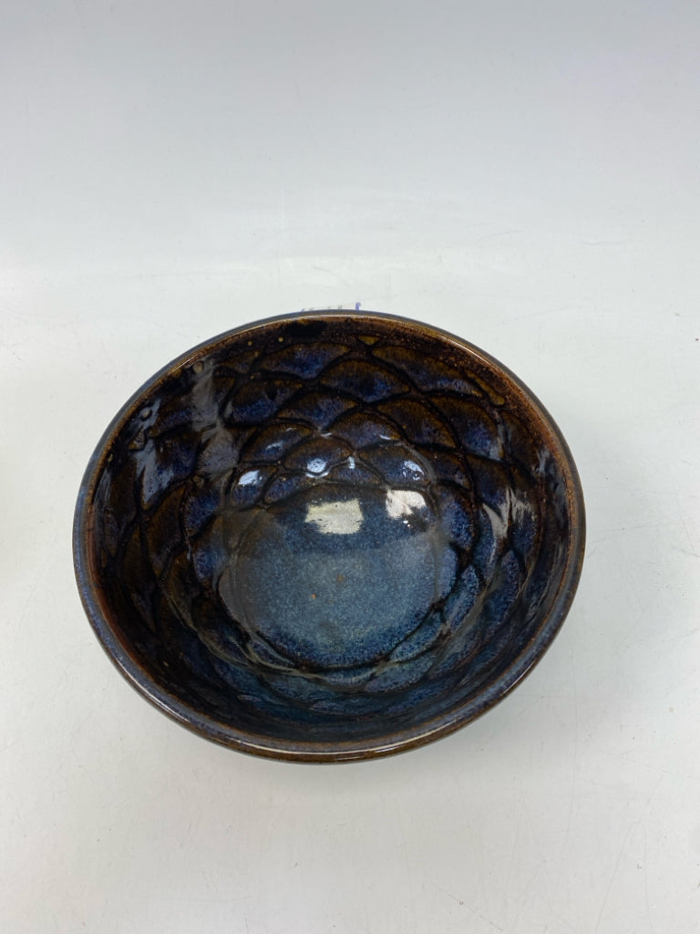 Brown Blue Criss-Cross Pottery
