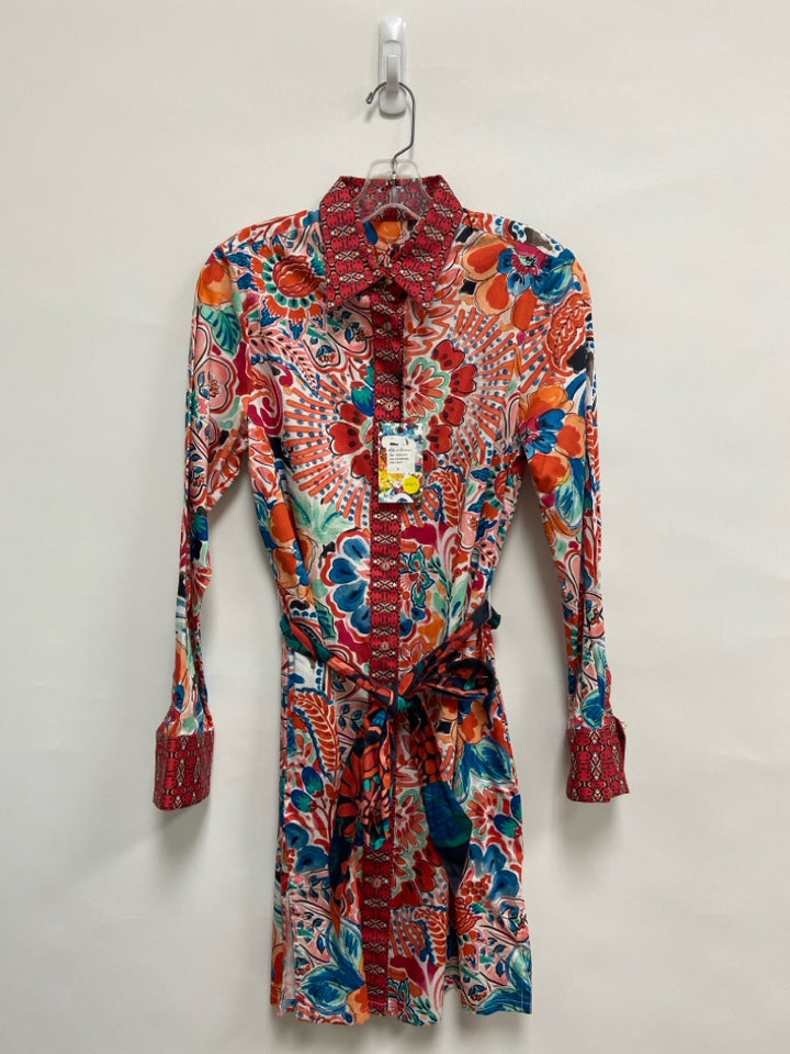 NWT Robert Graham Size S White Red/Blue Floral Ladies Dress
