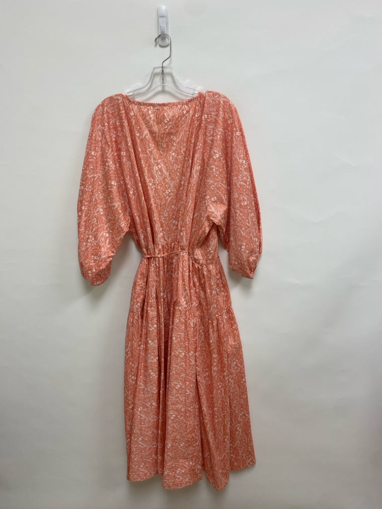 SIZE  XXXL Coral White Floral Wrap Plus Size Dress