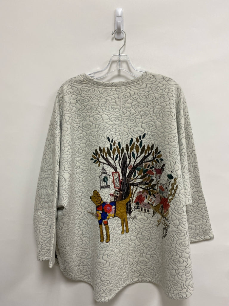 NWT Inoah Size OSFM Cream Multi Color Dogs/Cats Ladies Top