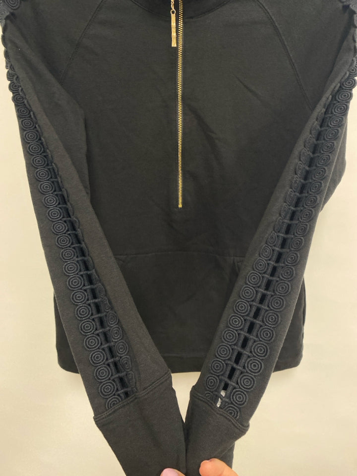 LILLY PULITZER Size XS Black Lace Quarter Zip Ladies Pullover
