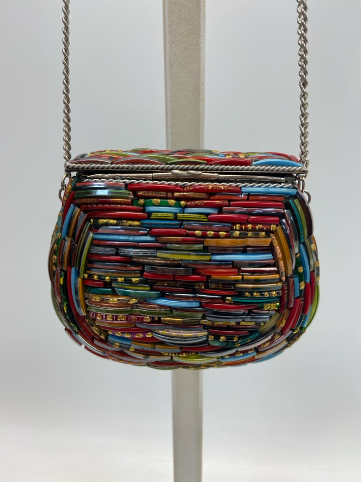 Multi-Color Beaded Glass Handbag