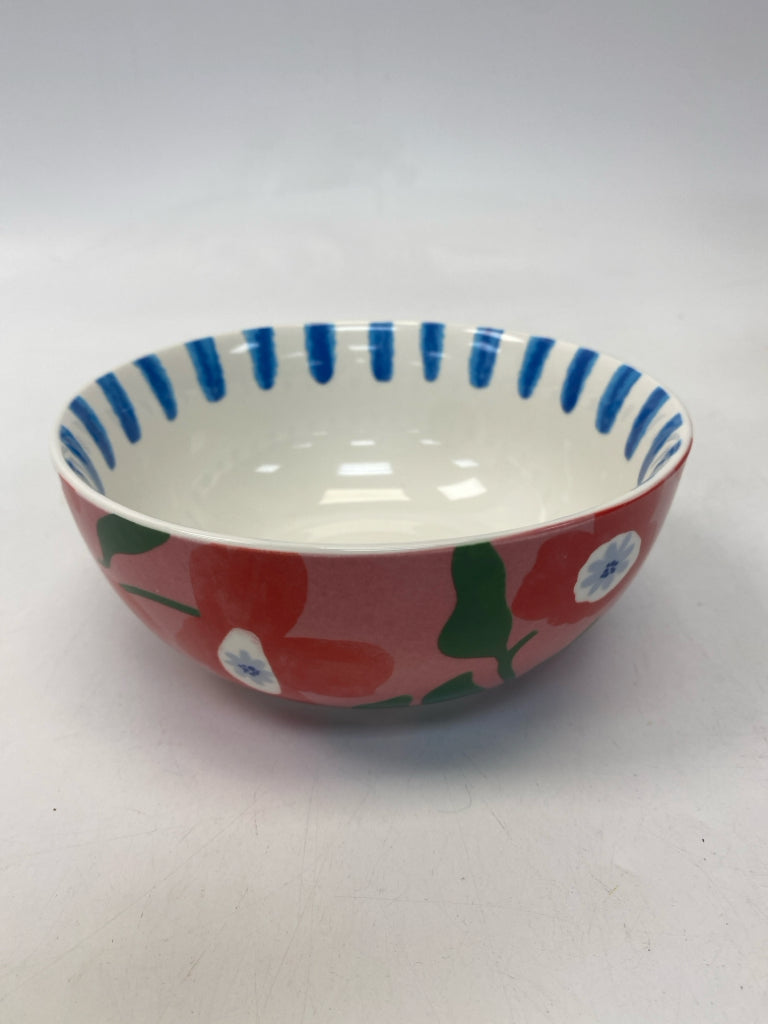 White/Blue Red/Pink Floral Ceramic Bowl(s)