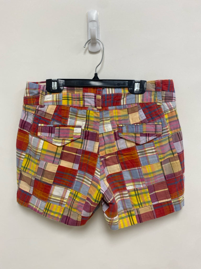Banana Republic Size 0 Red/Blue Yellow/Multi Madras Plaid Ladies Shorts