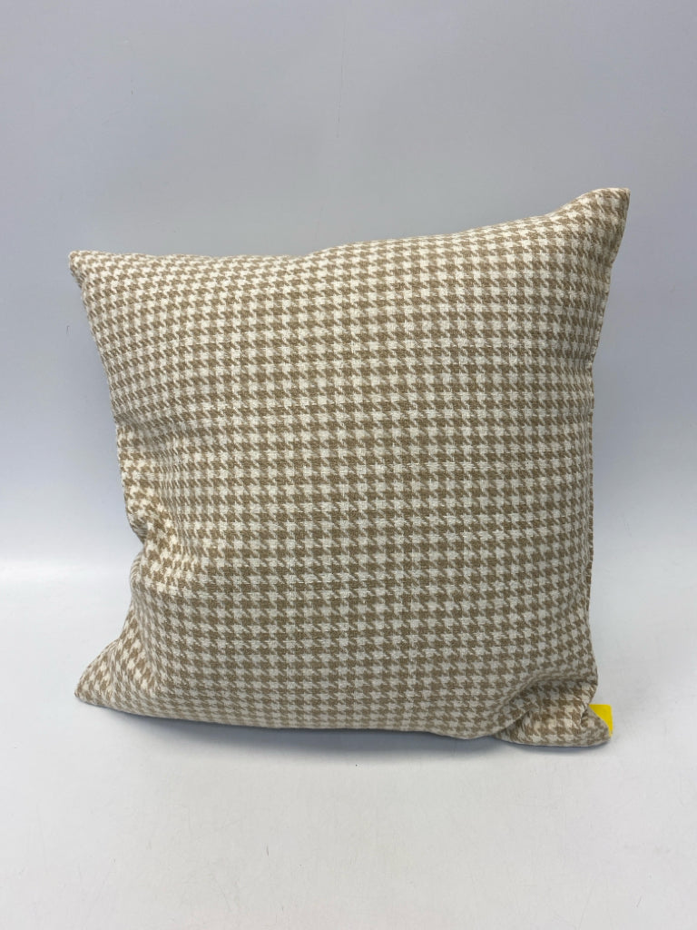 Tan White Herringbone Pillow