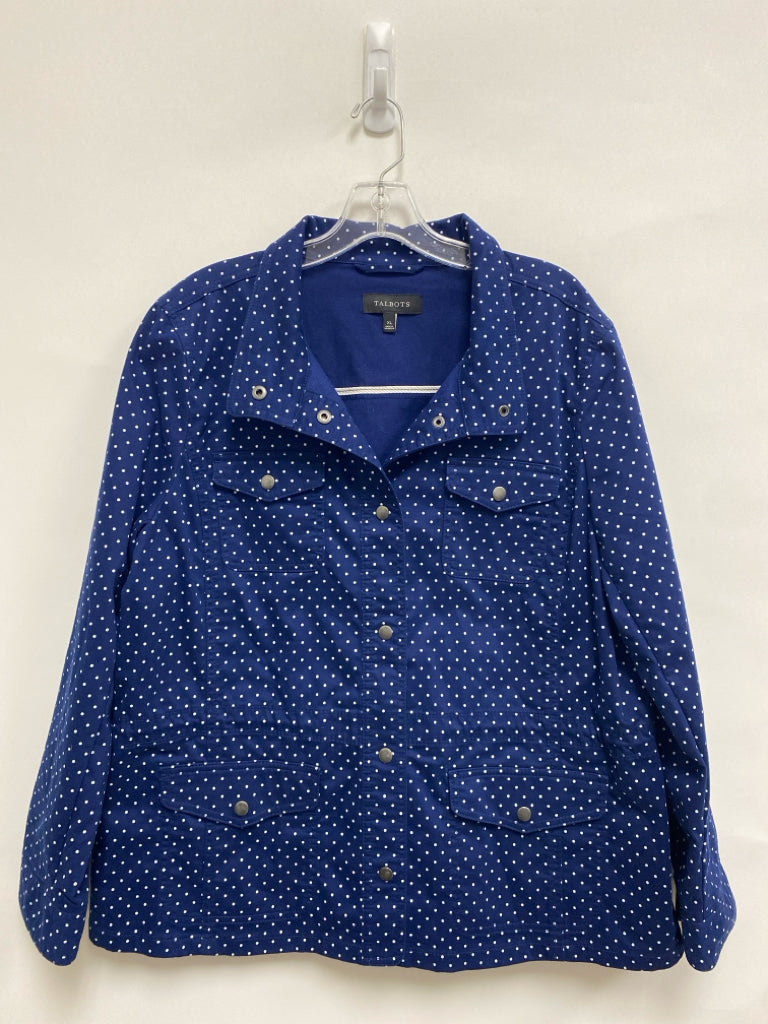 Talbots Size XL Navy White Dots Button Down Ladies Jacket