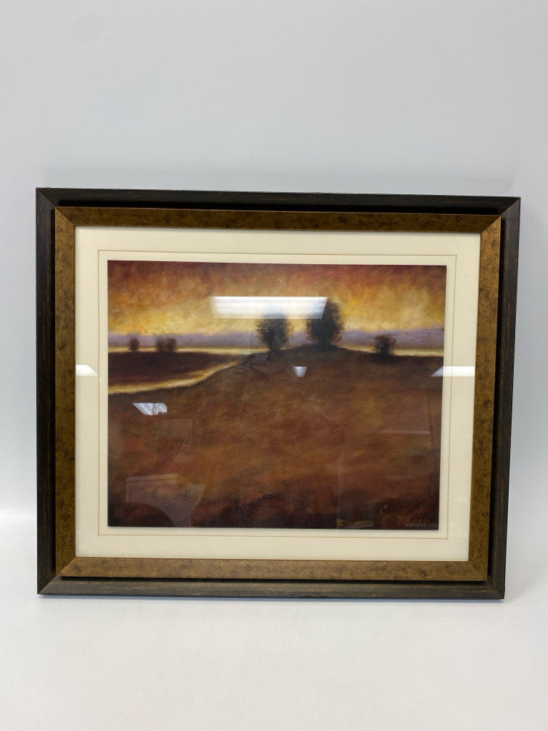 Brown Yellow/Orange Framed Art