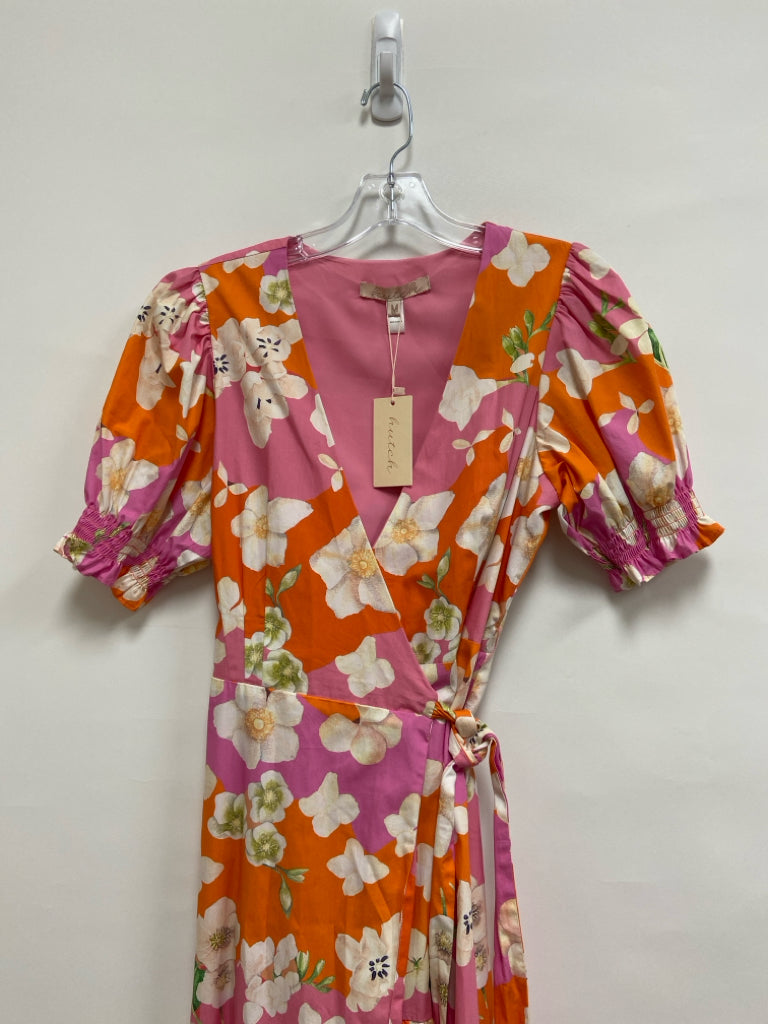 NWT Hutch Size M Pink Orange/Green Flowers Wrap Ladies Dress