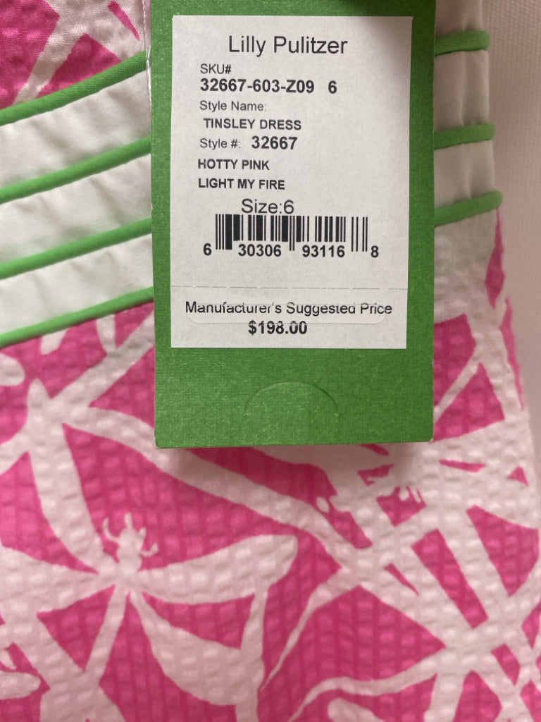 NWT LILLY PULITZER Size 6 Pink/White Dragonfly Sleeveless Ladies Dress