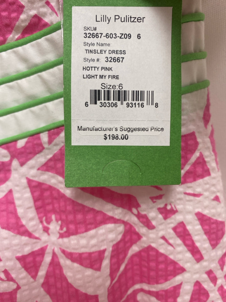NWT LILLY PULITZER Size 6 Pink/White Dragonfly Sleeveless Ladies Dress