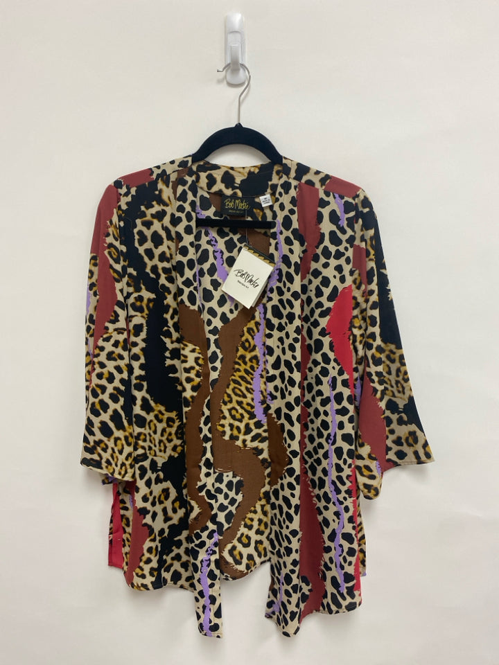 NWT Bob Mackie Size M Beige/Blk Burgundy/Multi Assorted Print Ladies Kimono
