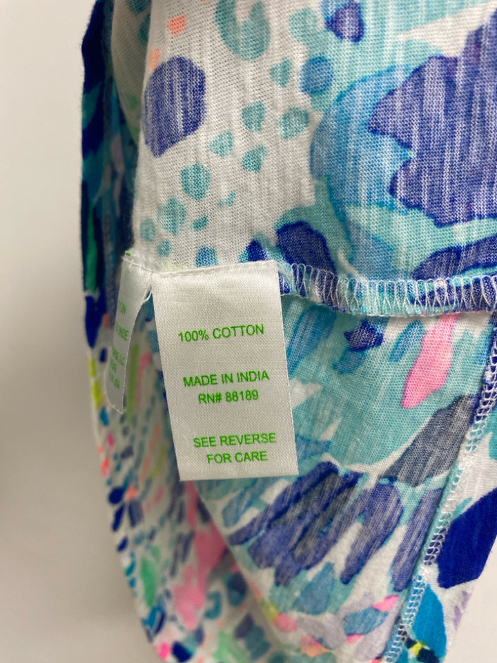 LILLY PULITZER Size XS Blue White/Pink Floral Sleeveless Ladies Top