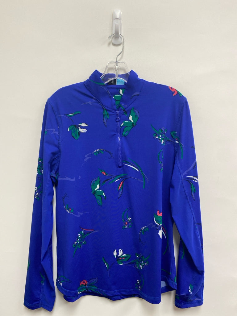 PGA TOUR Size L Blue Green/Red Quarter Zip Athletic Top