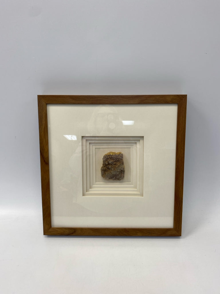 Gray/Gold Cluster Rock Framed Art