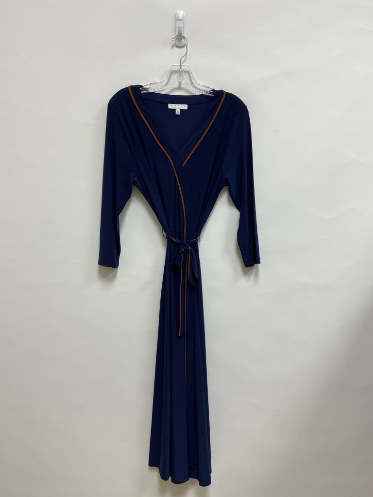 Chaus Size L Dark Blue Brown Ladies Dress