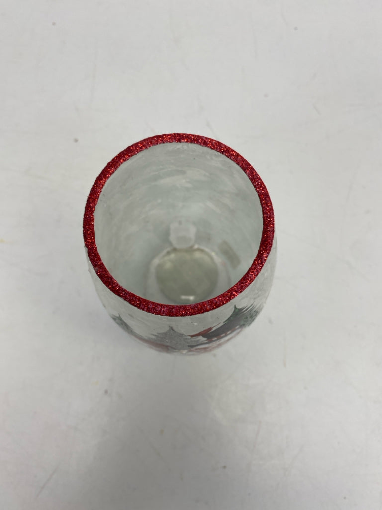 Clear White/Red Snowman Glass Christmas