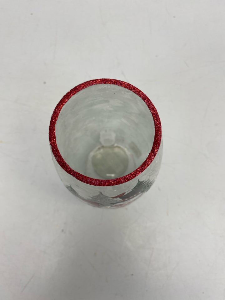 Clear White/Red Snowman Glass Christmas
