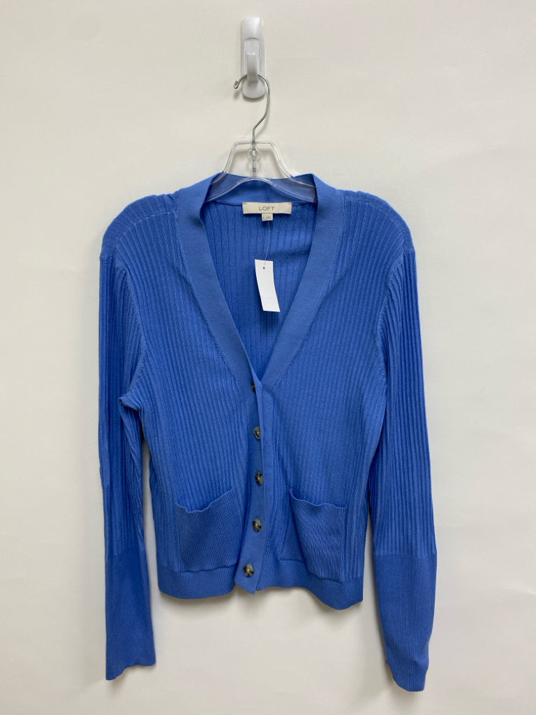 NWT LOFT Size L Blue Ribbed Ladies Sweater