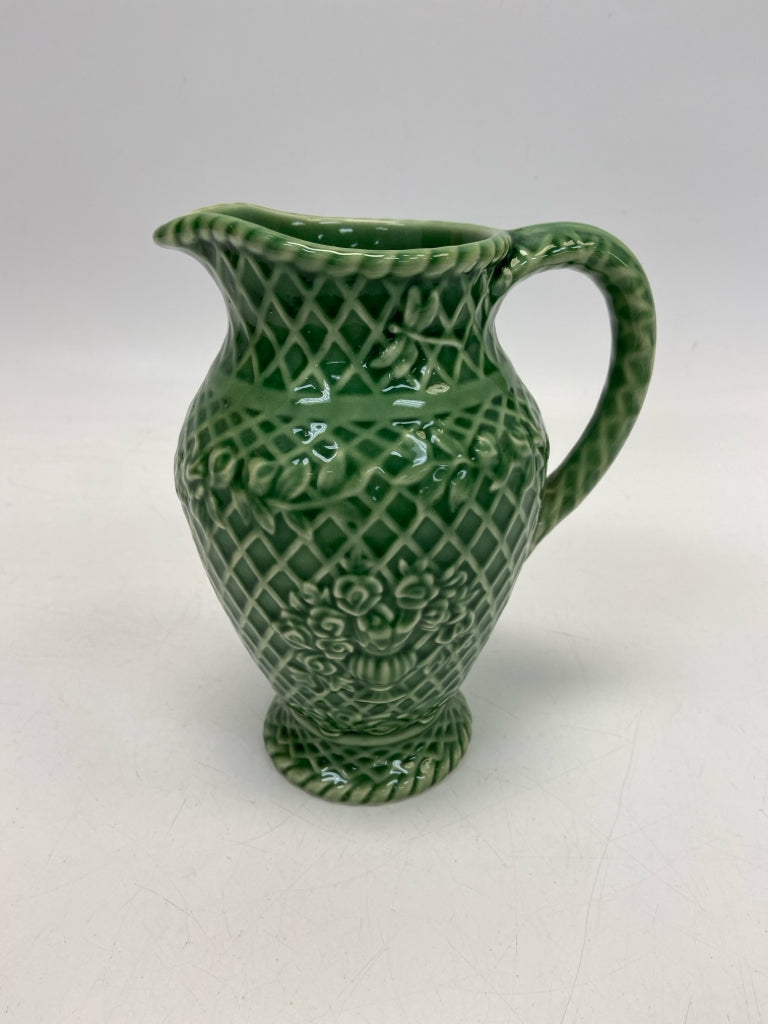 Green Flowers Ceramic Pitcher