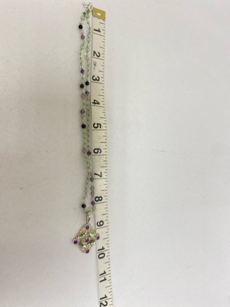 Purple Green Jeweled Necklace