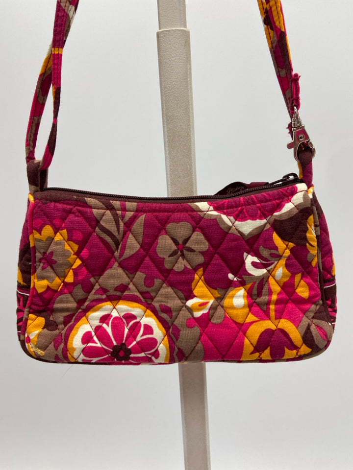 Vera Bradley Fuchsia Brown/Orange Flower(s) Fabric Handbag