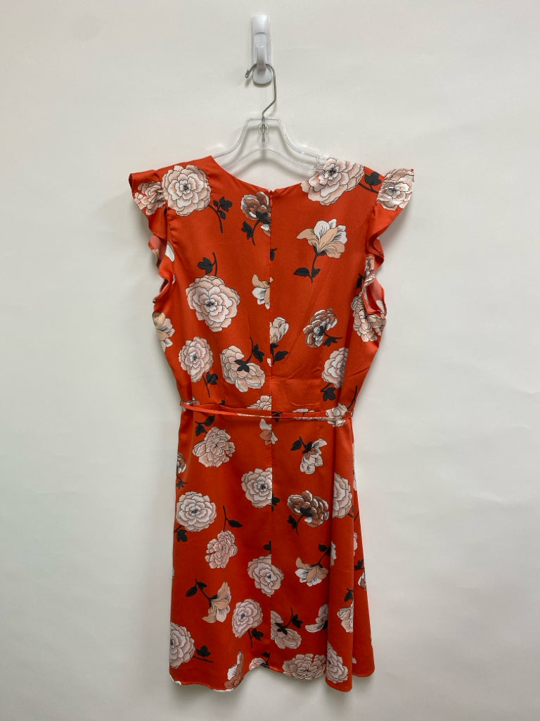 NWT LOFT Size L Coral White/Gray Flowers Ladies Dress
