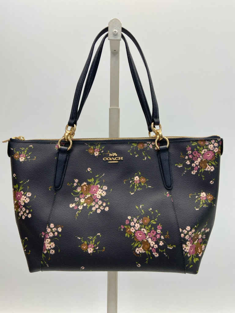 Coach Dark Navy Pink/Green Flower(s) Ava Tote 28965