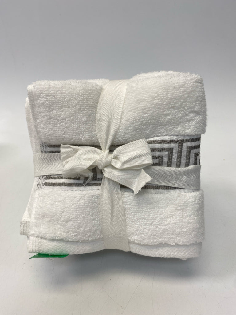 NWT White Gray Trimmed Towel