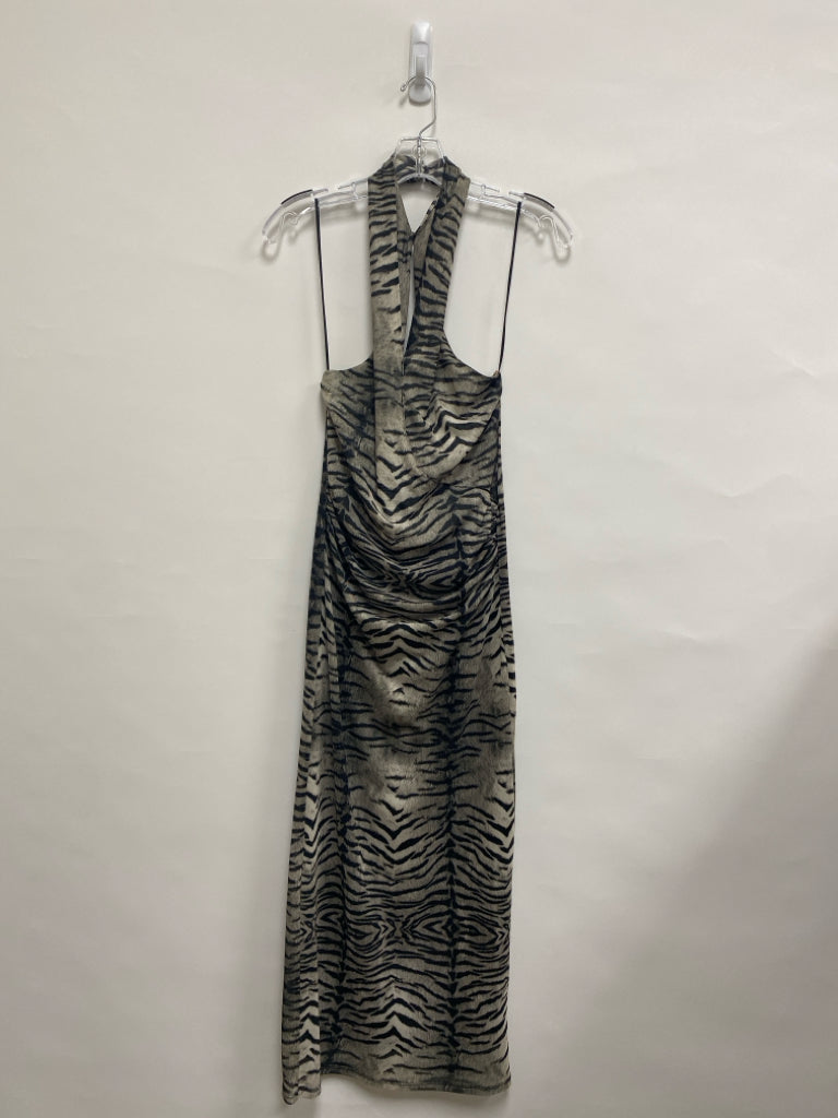 Zara Size S Taupe/Black Tiger Halter Ladies Dress