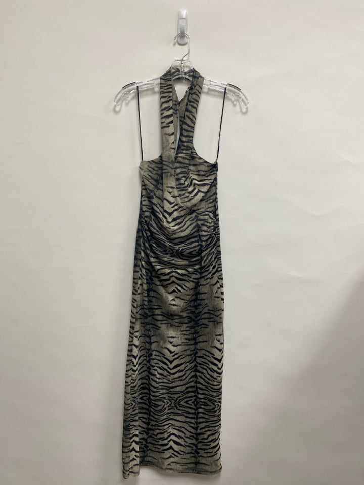Zara Size S Taupe/Black Tiger Halter Ladies Dress