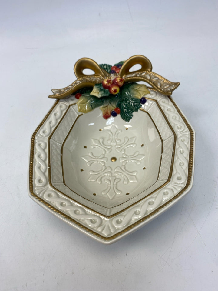 Fitz/Floyd Cream Gold/Multi Fruit Christmas