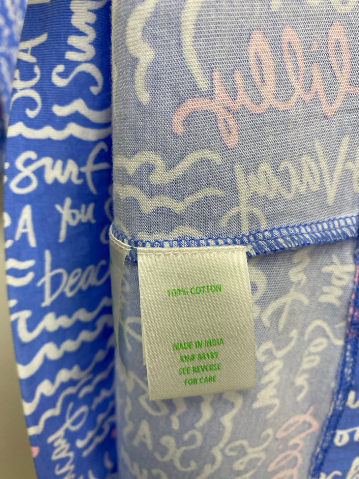 LILLY PULITZER Size L Pale Blue White/Pink Signature Ladies Dress