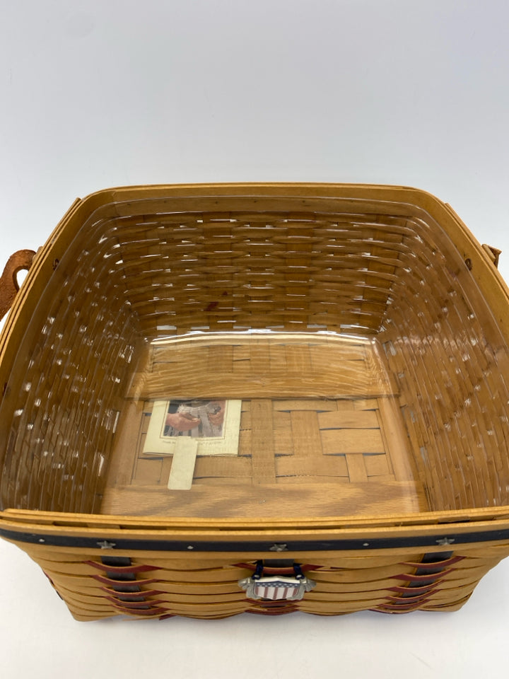 Longaberger 2003 Sm Wash Day Basket w/Protector &amp; Charm