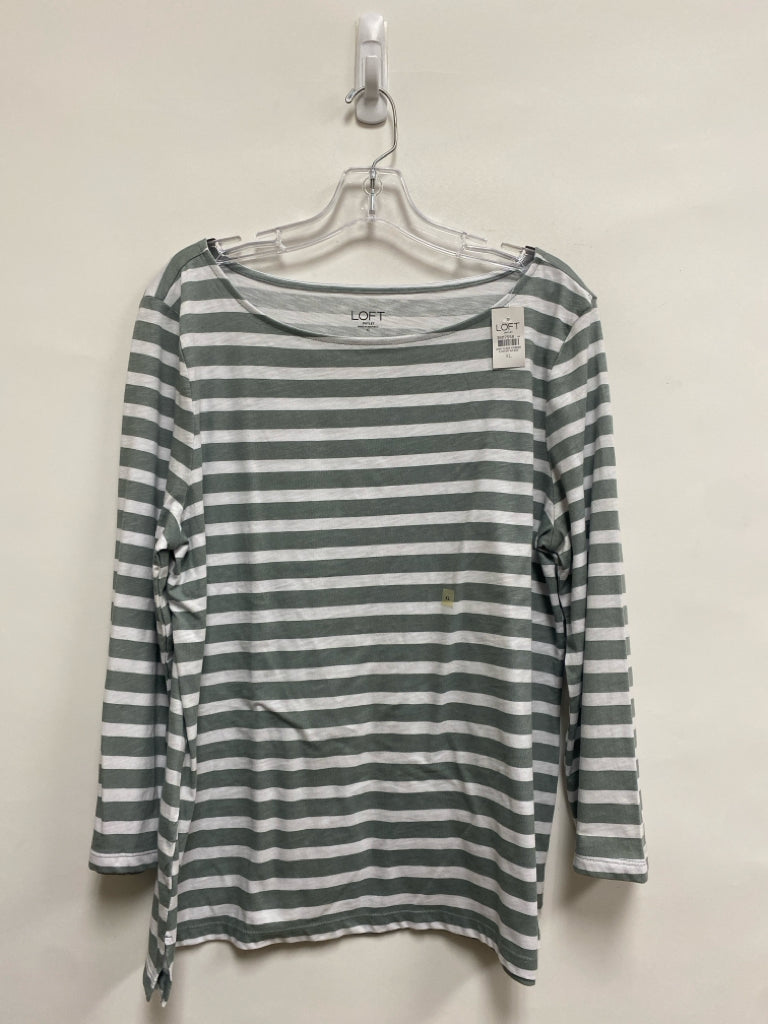 NWT LOFT Size XL Seafoam/White Stripes Boat Neck Ladies Top