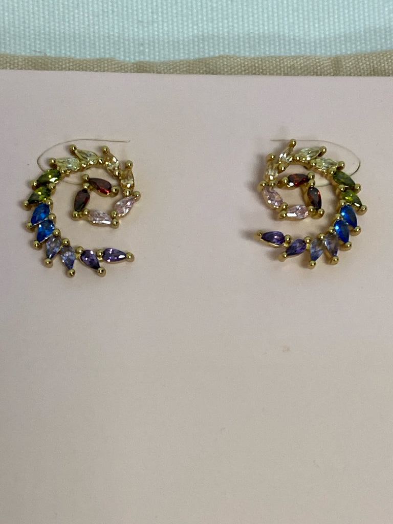 NWT Mignonne Gavigan Multi Color Gold Color Swirl Earrings