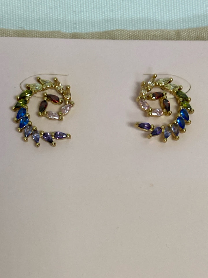 NWT Mignonne Gavigan Multi Color Gold Color Swirl Earrings