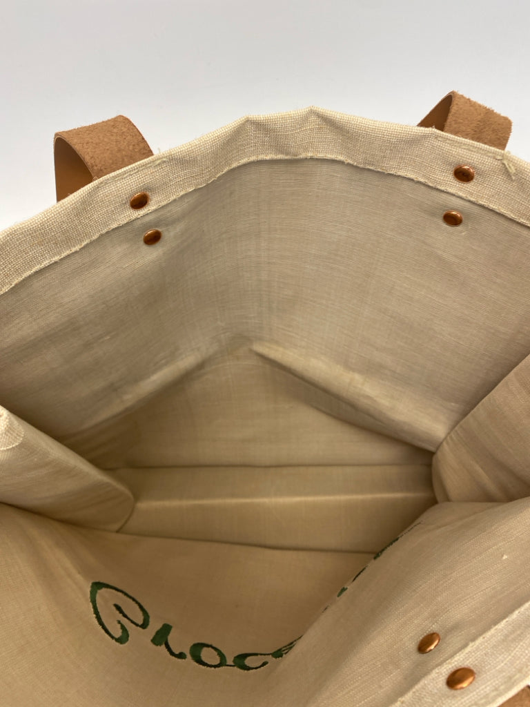 Cream/Brown Green Word(s) Tote Bag