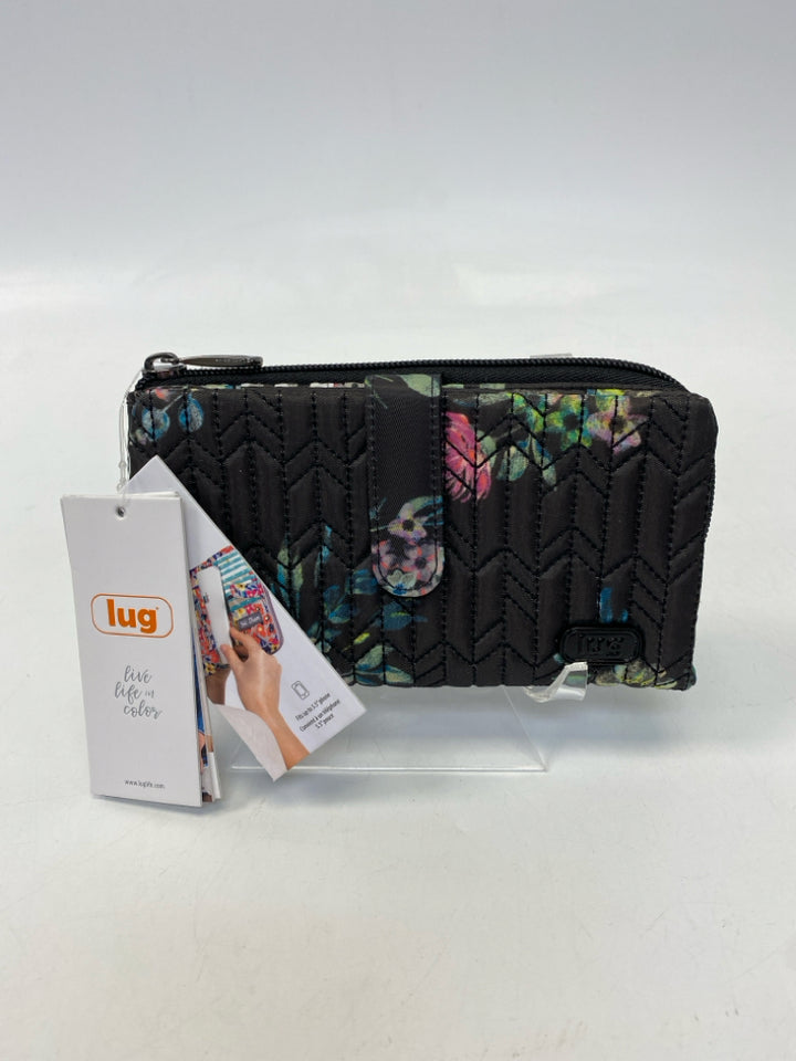 NWT Lug Black Multi-Color Flower(s) Wallet