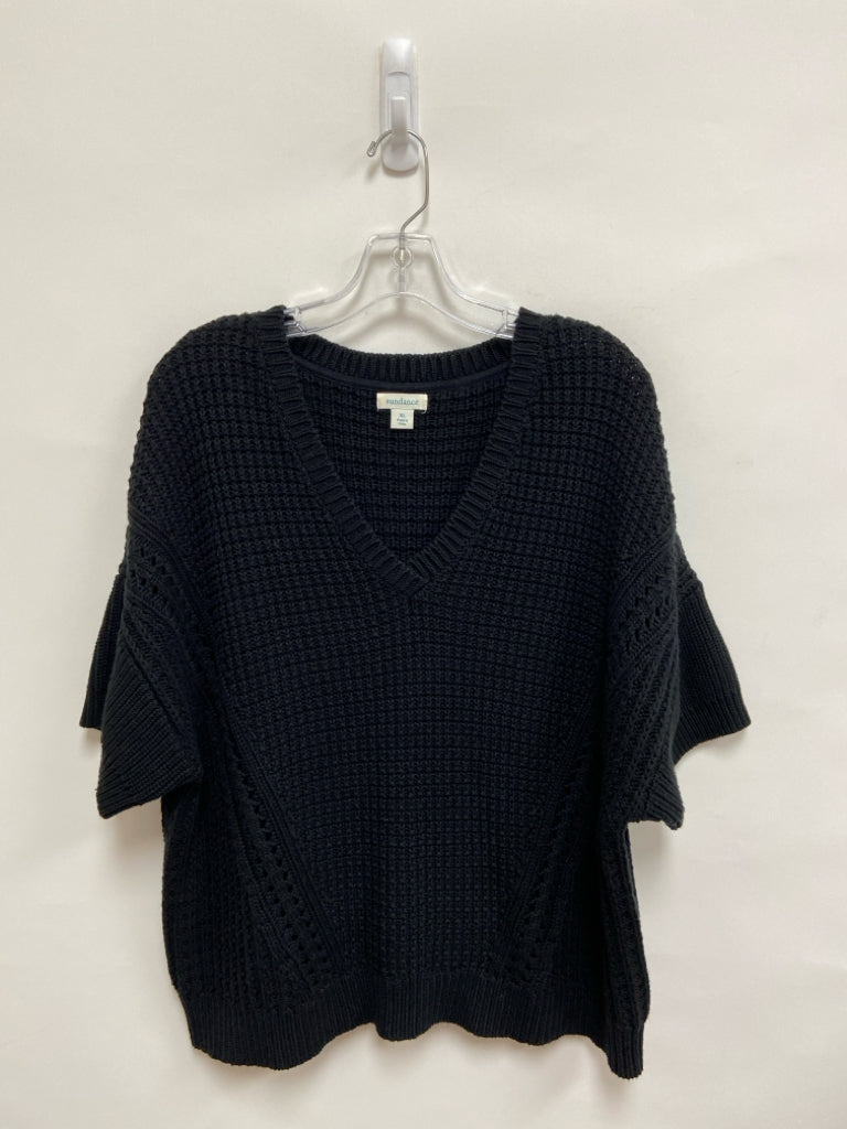 Sundance Size XL Black Texture Short Sleeve Ladies Sweater
